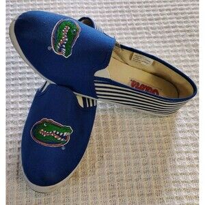Florida Gators NCAA Blue White Stripes Canvas Shoes Slip On Sz 9 Game Day Chic